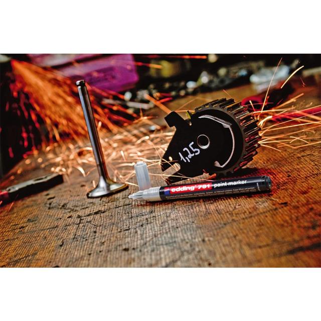 Marker permanent Edding 791, cu vopsea, corp plastic, varf rotund , 1-2 mm, albastru