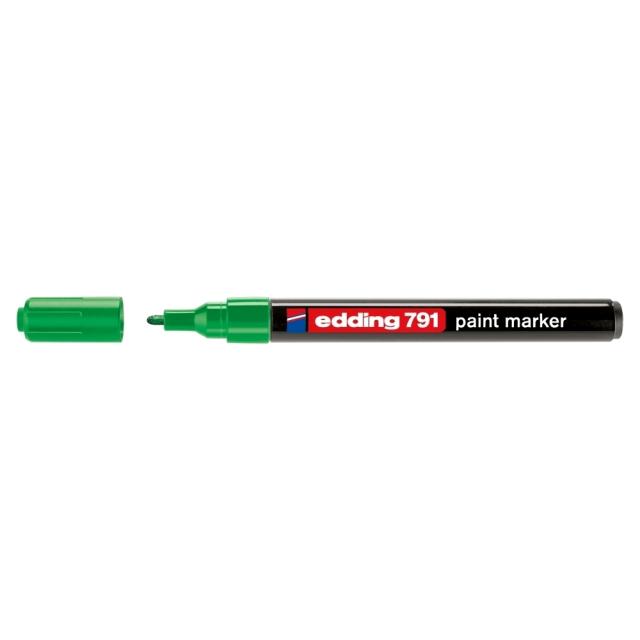 Marker permanent Edding 791, cu vopsea, corp plastic, varf rotund , 1-2 mm, verde