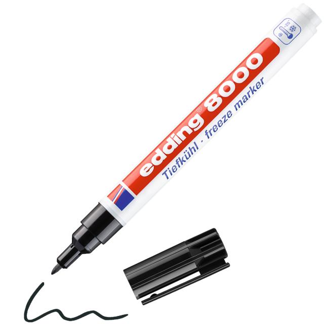 Marker rezistent la congelator edding 8000, corp plastic, varf rotund, 1 mm, negru