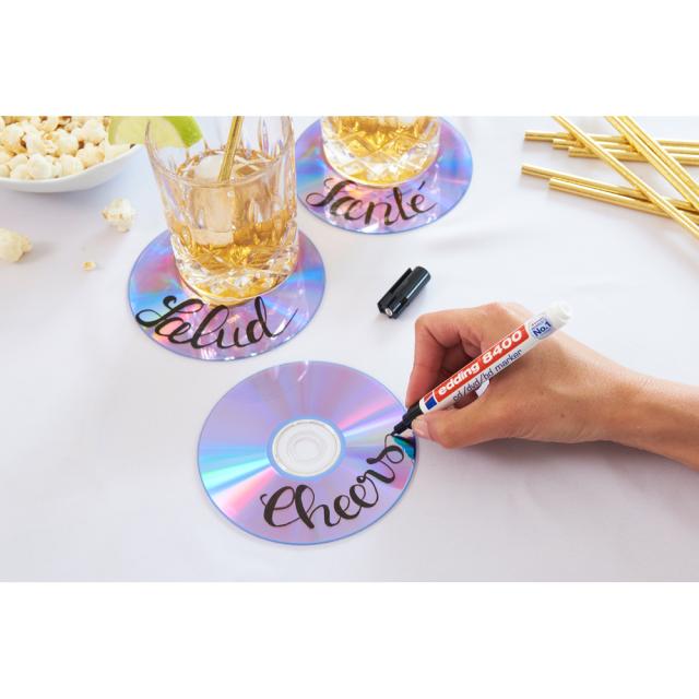 Marker permanent Edding 8400, pentru CD/DVD/BD, corp plastic, varf rotund, 0.75 mm, rosu