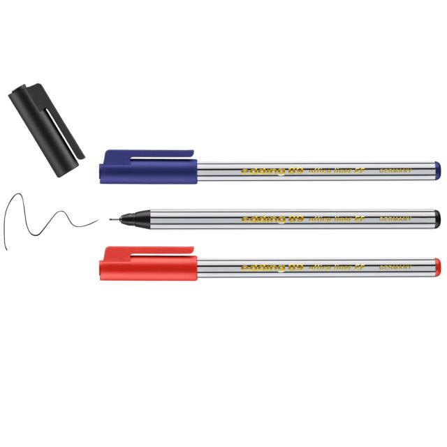 Liner Edding Office 89, varf fetru, 0.3 mm, 3 culori/set (negru, rosu, albastru)