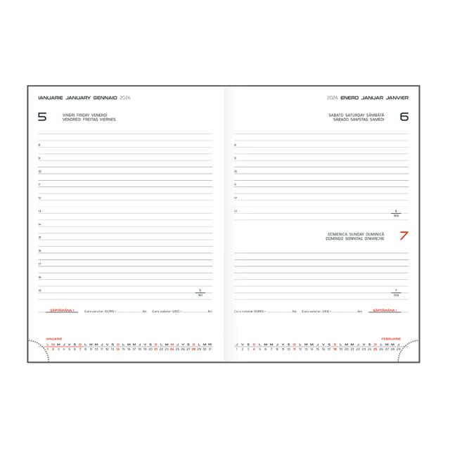 Agenda Artibest, A5, datata, hartie offset alb, coperta neagra