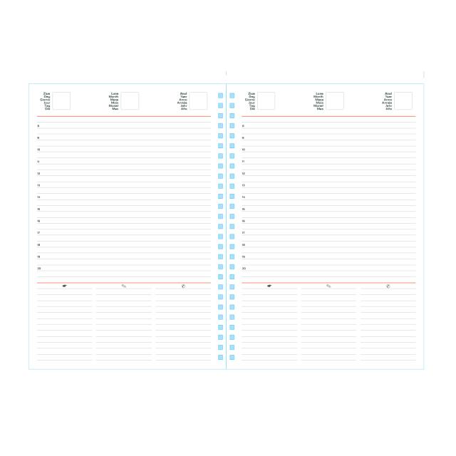 Agenda B5 TUCSON, nedatata, hartie offset alb, spira ascunsa, coperta albastru