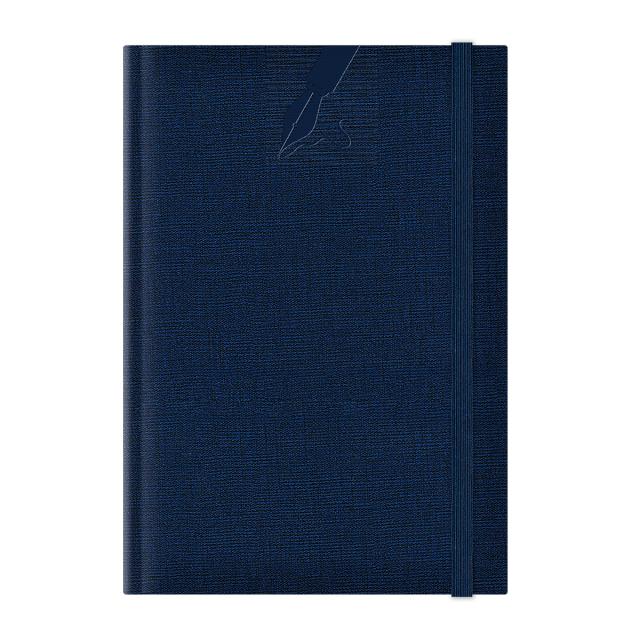 Agenda nedatata A5 Colere, elastic, hartie alba, coperta albastru inchis