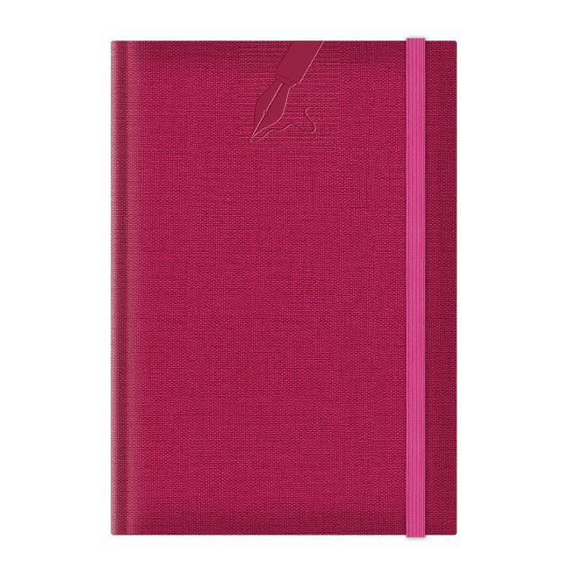 Agenda nedatata A5 Colere, elastic, hartie alba, coperta fucsia