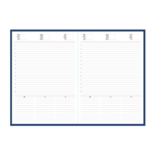 Agenda nedatata A5 Adria, hartie ivory, coperta mov