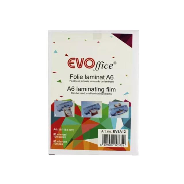 Folie laminat EVOffice, A6, 80 microni, 100 coli/top