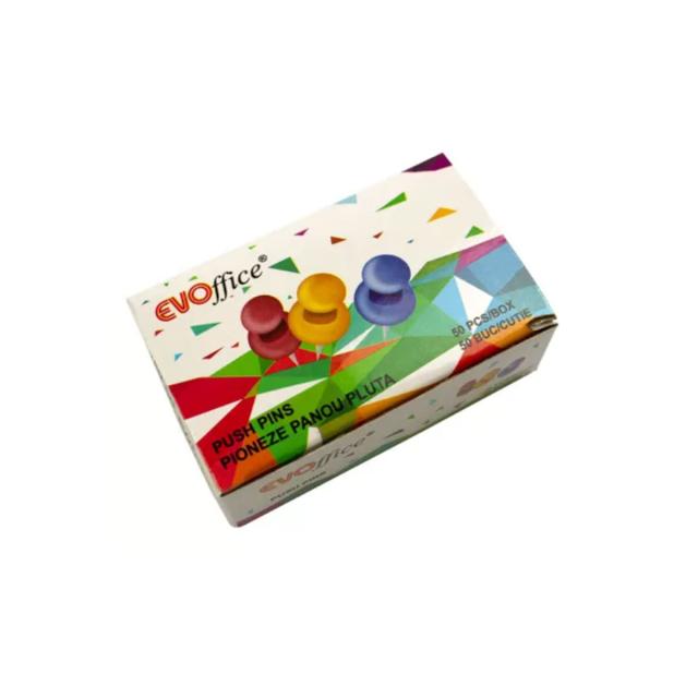 Pioneze color panou pluta, 50 bucati/cutie