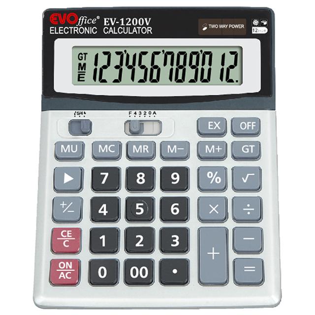 Calculator EVOffice, 12 digiti, front metalic, 1200V