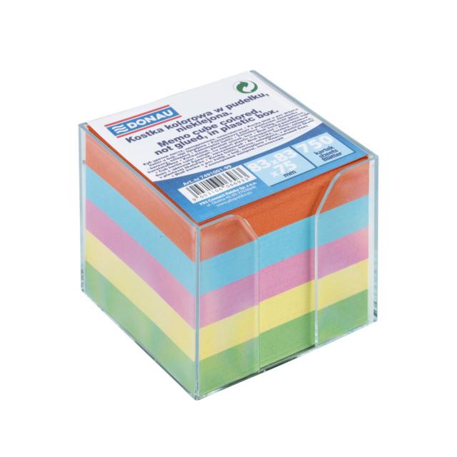 Suport plastic pentru cub hartie, transparent, 750 file color, 83 x 83 mm