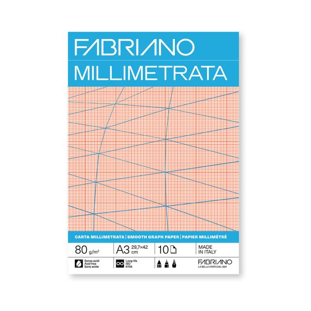 Bloc hartie milimetrica Fabriano, A3, 80g, 10 file