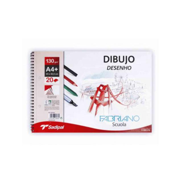 Bloc desen Fabriano Scuola, A4, cu 2 agatatori, 130g, 20 file