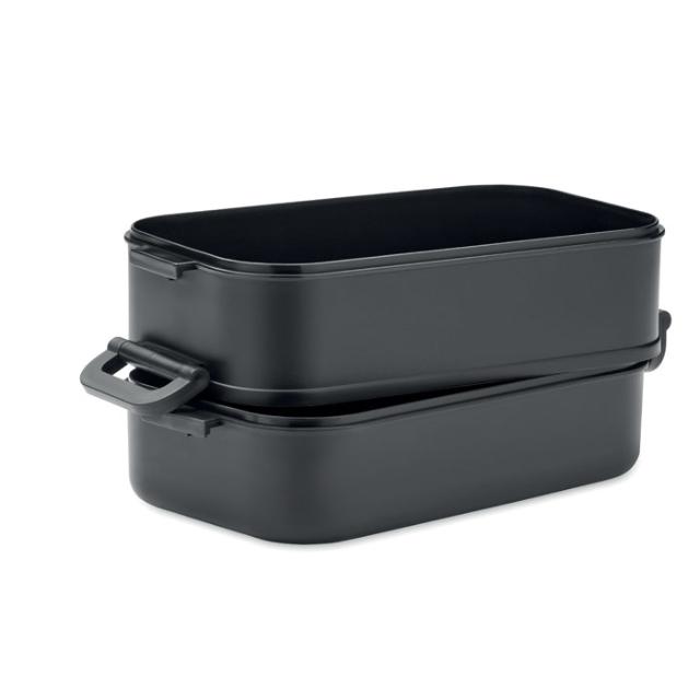 Cutie pranz, PP reciclat, 2 niveluri, 800 ml, negru