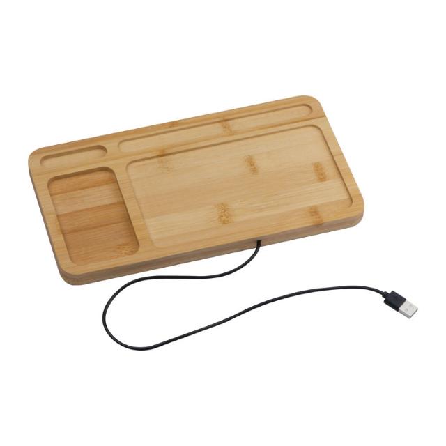 Deskpad bambus cu incarcare fara fir
