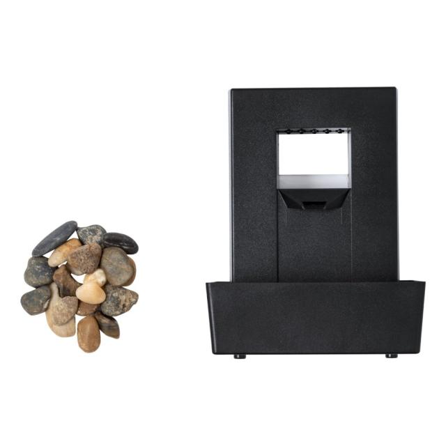Fantana decorativa cu lumini LED si pietre, negru