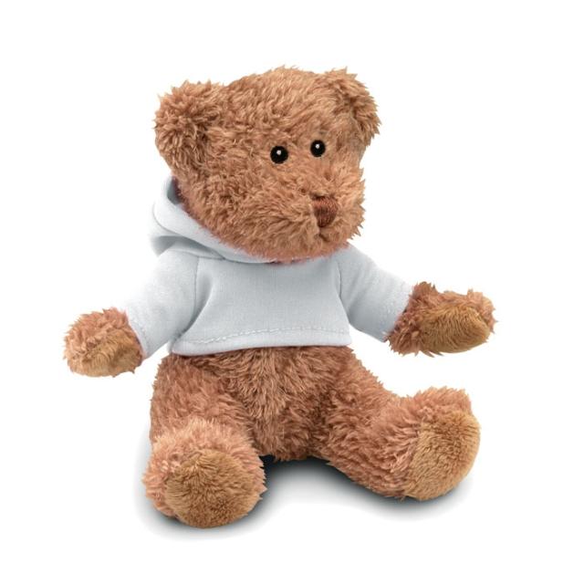 Ursulet din plus Johnny, 15 cm, cu tricou alb