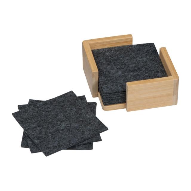 Set suporturi pahare pasla, suport bambus, gri argintiu