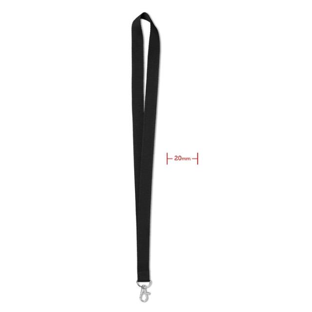 Lanyard 20 mm, carabina metalica, negru