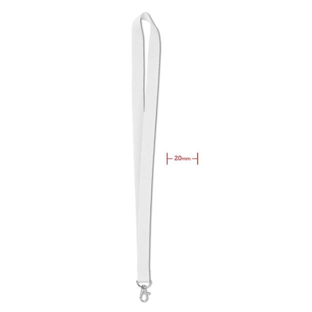 Lanyard 20 mm, carabina metalica, alb