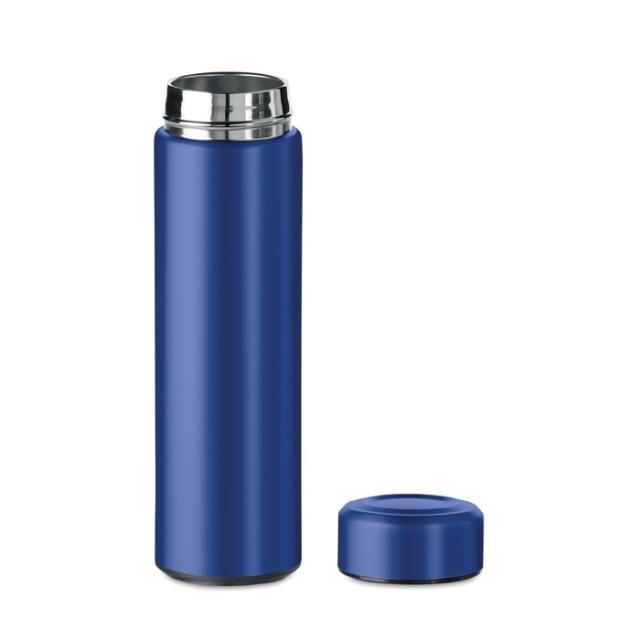 Termos inox perete dublu cu infuzor ceai, 425 ml, albastru