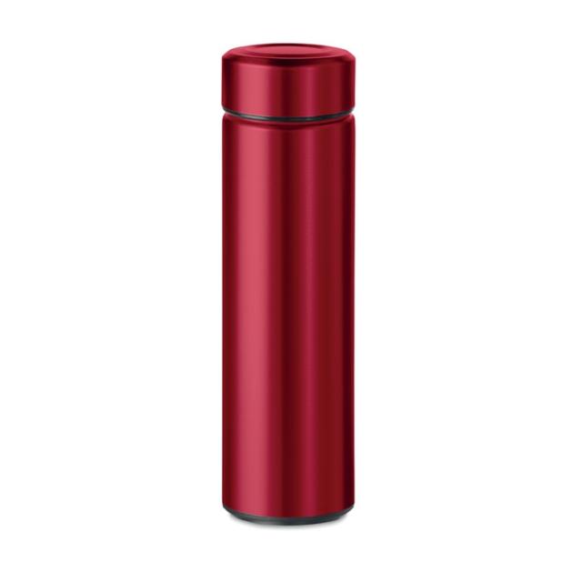 Termos inox perete dublu cu infuzor ceai, 425 ml, rosu