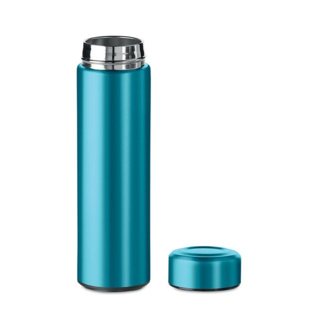 Termos inox perete dublu cu infuzor ceai, 425 ml, turquoise