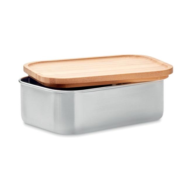 Cutie pranz, inox, 600 ml, capac si tacamuri bambus, Savanna