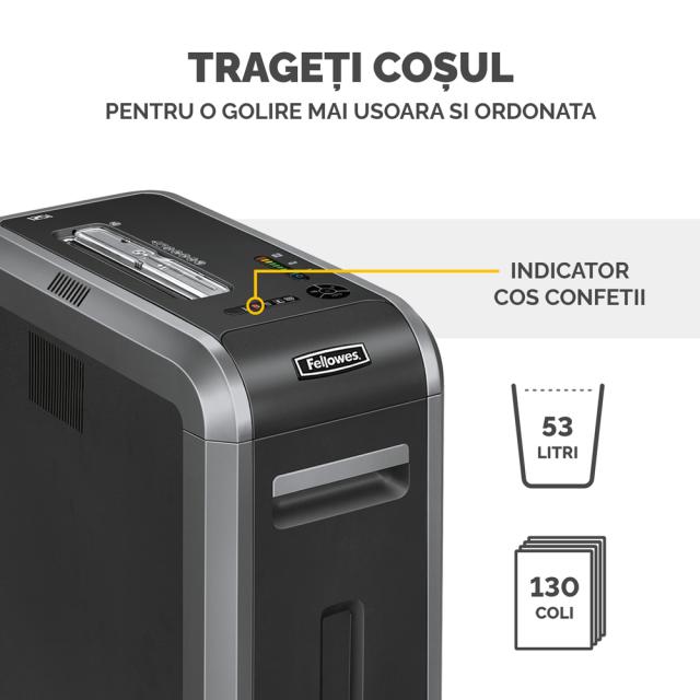 Distrugator de documente, Fellowes 225i, straight cut, negru