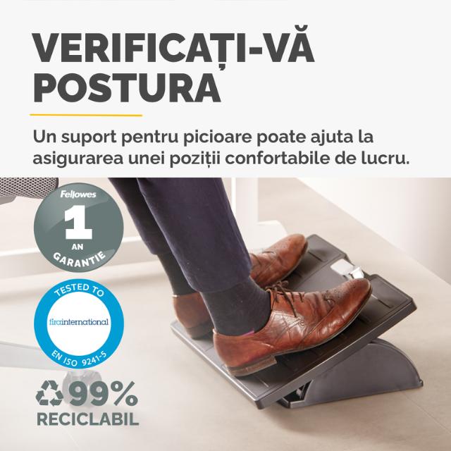 Suport picioare Fellowes Office Suites Microban, reglabil