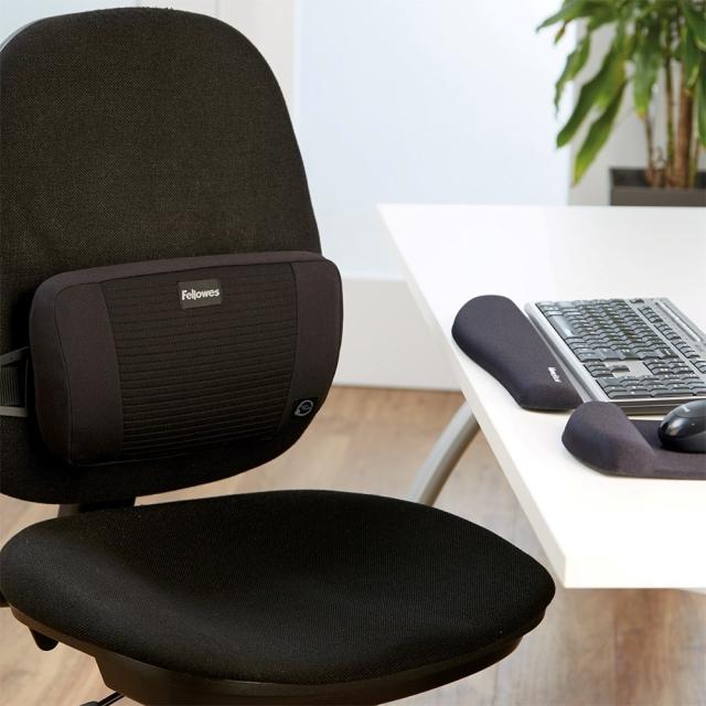 Suport ergonomic pentru spate, Fellowes, Plush Touch, negru