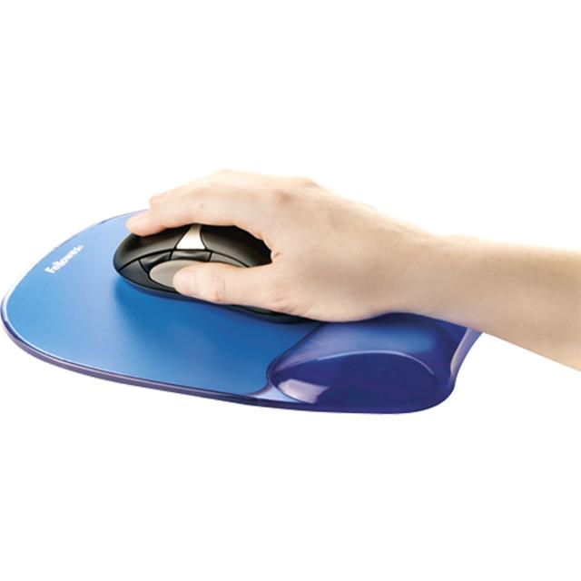 Mouse pad ergonomic cu gel Fellowes Crystal, albastru