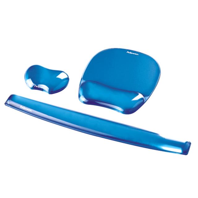 Mouse pad ergonomic cu gel Fellowes Crystal, albastru