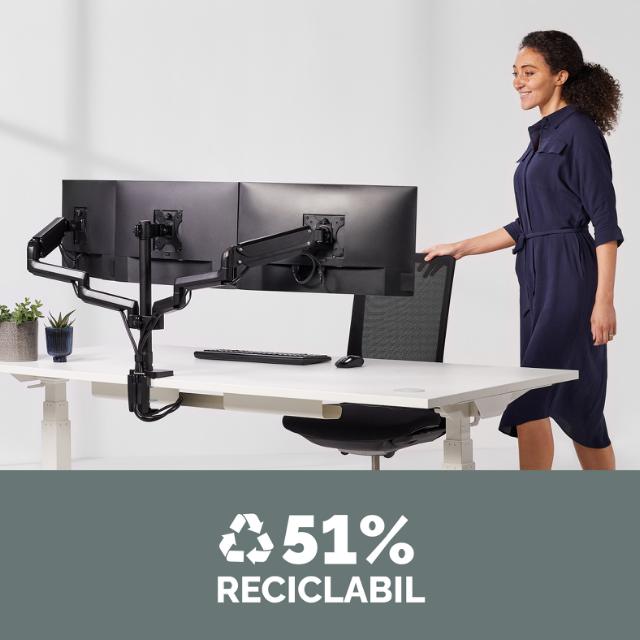 Brat pentru monitor Fellowes Platinum, orizontal, triplu, negru