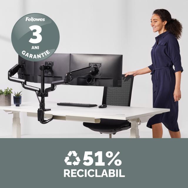 Brat pentru monitor Fellowes Platinum, orizontal, triplu, negru