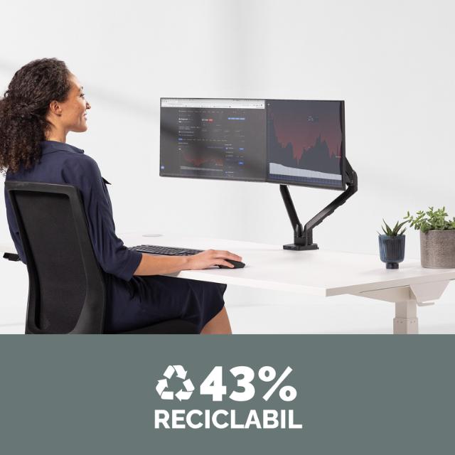 Brat pentru monitor Fellowes Platinum, orizontal, dublu, negru