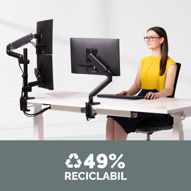 Brat pentru monitor Fellowes Platinum, vertical, dublu, negru