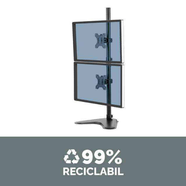 Brat pentru monitor Fellowes Professional, vertical, stativ individual, dublu, negru