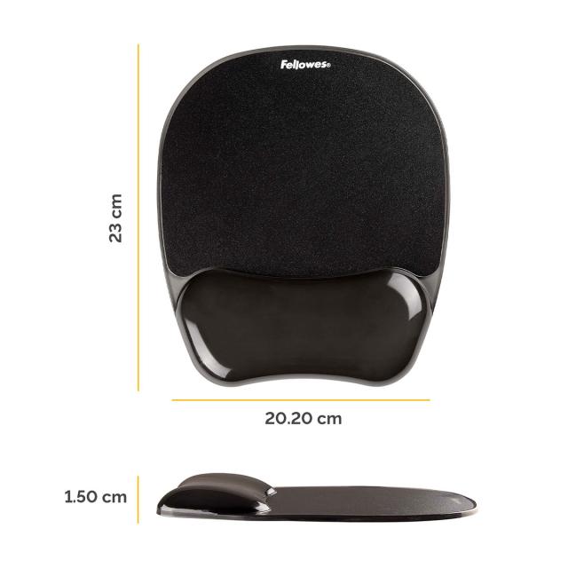 Mouse pad Crystals Gel Fellowes, cu suport incheietura mainii, negru
