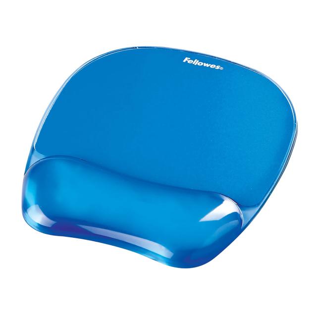 Mouse pad Crystals Gel Fellowes, cu suport incheietura mainii, albastru