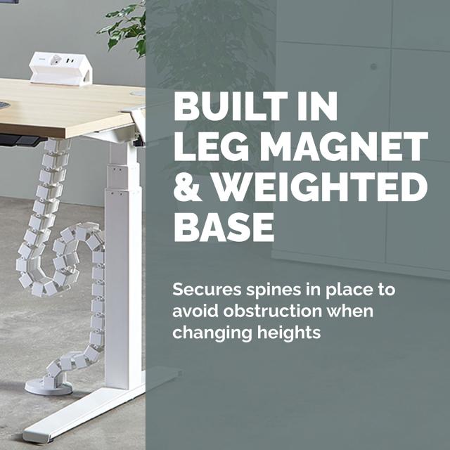 Organizator reglabil pentru cabluri de birou Fellowes, 128,8 x 2,9 x 10,7 cm, alb