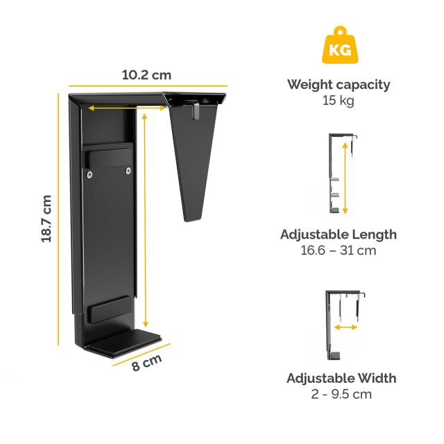 Suport reglabil pentru unitate PC Fellowes, cu prindere sub blat de birou, negru