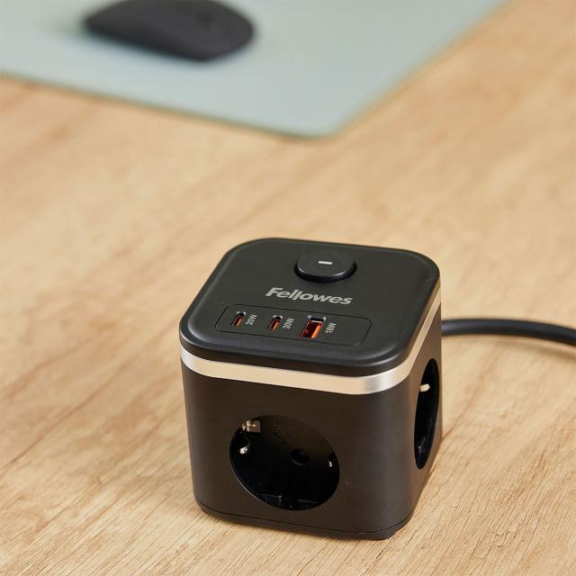 Priza de incarcare Fellowes Power Cube, negru