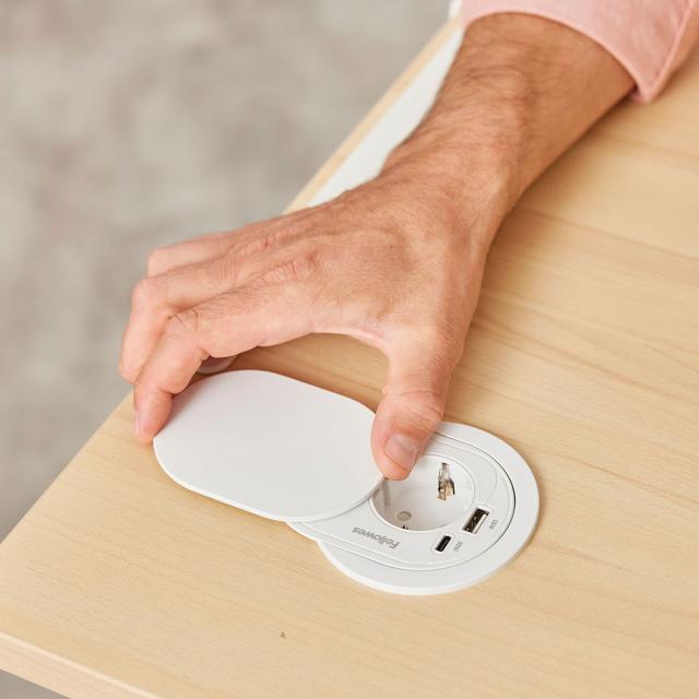 Priza modulara Fellowes Power Spot, USB-A + USB-C, alba