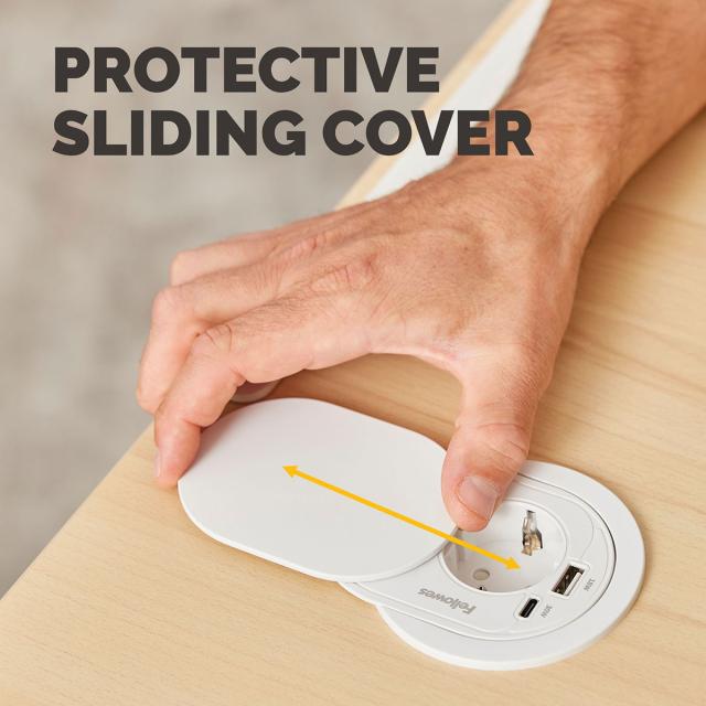 Priza modulara Fellowes Power Spot, USB-A + USB-C, alba