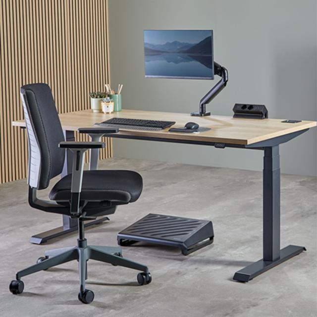 Priza birou fara gaurire blat, Fellowes Desk Up, 2x230V, USB A+C, cablu 2 m inclus, negru