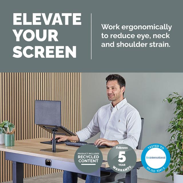 Suport de birou pentru laptop Fellowes Alumia, negru