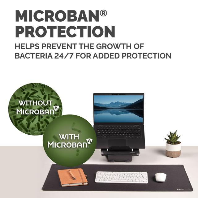 Mapa de birou Fellowes Breyta, 80 x 40 cm, cu protectie antibacteriana Microban, negru
