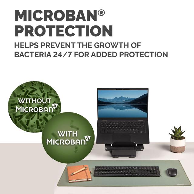 Mapa de birou Fellowes Breyta, 80 x 40 cm, cu protectie antibacteriana Microban, verde