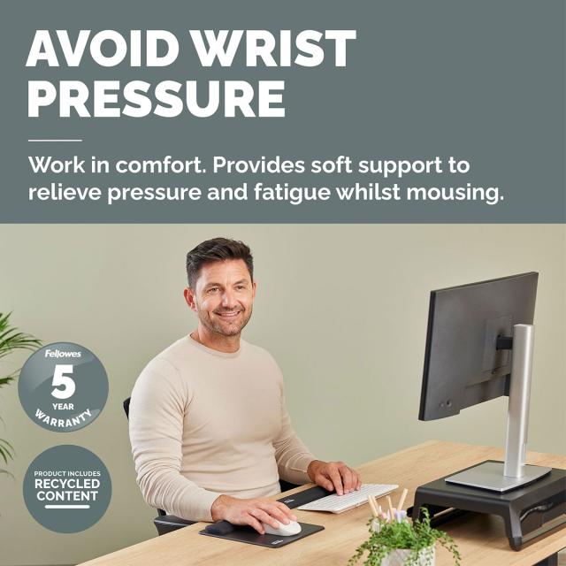 Mousepad Fellowes Breyta Microban cu suport pentru incheietura, negru