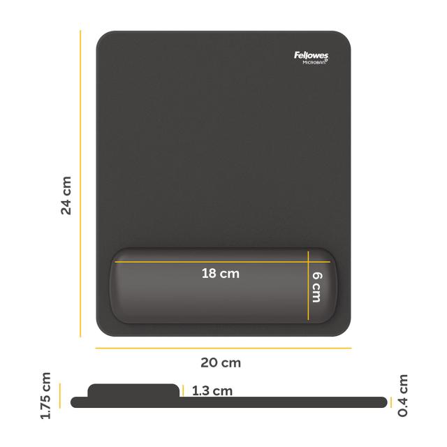 Mousepad Fellowes Breyta Microban cu suport pentru incheietura, negru